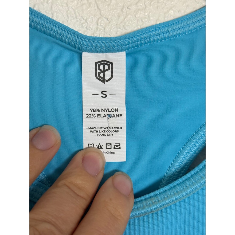 Born Primitive Perfect Ribbed Tank Aquarius Blue Racerback Small - Picture 4 of 6